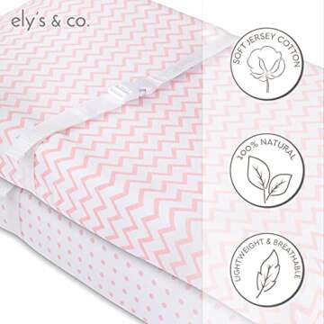 Changing Pad Cover 2 Pack - Baby Changing Pad Cover with 100% Jersey Cotton - Changing Pad Covers for Girls (Pink and White Chevron and Polka Dots)