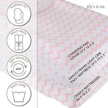 Changing Pad Cover 2 Pack - Baby Changing Pad Cover with 100% Jersey Cotton - Changing Pad Covers for Girls (Pink and White Chevron and Polka Dots)