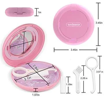 2PCS Retainer Case with Mirror and Adjustable Vent Holes, Cute Slim Aligner Case Compatible with Invisalign, Night Mouth Guard Case, With Retainer Remover Tool, Chew & Brush, White+Pink