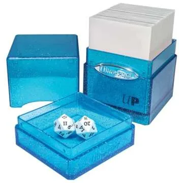 Ultra Pro - Satin Tower 100+ Card Deck Box (Glitter Blue) - Protect Your Gaming Cards, Sports Cards or Collectible Cards In Stylish Glitter Deck Box, Perfect for Safe Traveling