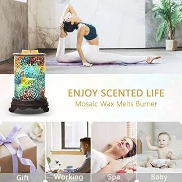 Bobolyn Handcrafted Mosaic Electric Wax Melts Warmer Candle Waxing Warmer Burner Melt Wax Cube Melter Fragrance Warmer Ideal Gift for Wedding Spa and Aromatherapy (Polychromatic(Blue))