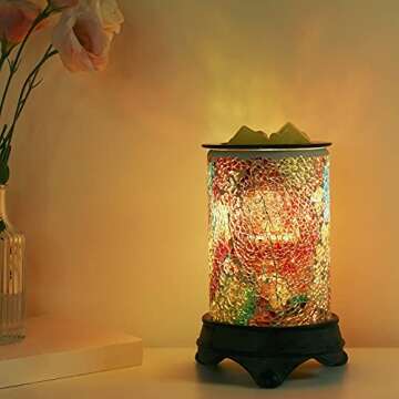 Bobolyn Handcrafted Mosaic Electric Wax Melts Warmer Candle Waxing Warmer Burner Melt Wax Cube Melter Fragrance Warmer Ideal Gift for Wedding Spa and Aromatherapy (Polychromatic(Blue))