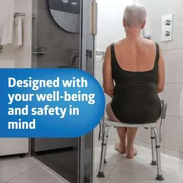 Medline Shower Chair Seat with Padded Armrests and Back | Heavy Duty Shower Chair for Bathtub | Slip...