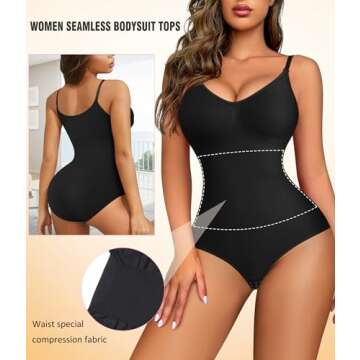 Irisnaya Women Slimming Bodysuits Shapewear Tops Tummy Control Body Shaper Spaghetti Strap Camisole ...