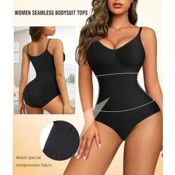 Irisnaya Women Slimming Bodysuits Shapewear Tops Tummy Control Body Shaper Spaghetti Strap Camisole ...