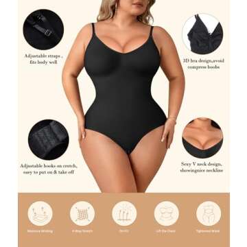 Irisnaya Women Slimming Bodysuits Shapewear Tops Tummy Control Body Shaper Spaghetti Strap Camisole Leotards Bodycon Jumpsuit(3X-Large/4X-Large, Black)