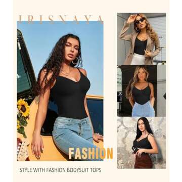 Irisnaya Women Slimming Bodysuits Shapewear Tops Tummy Control Body Shaper Spaghetti Strap Camisole Leotards Bodycon Jumpsuit(3X-Large/4X-Large, Black)