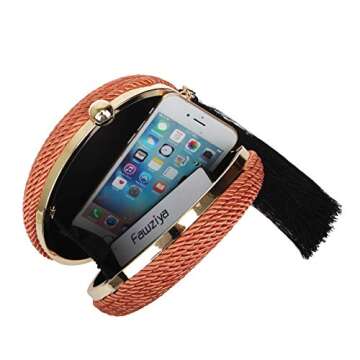 Fawziya Round Rope Weaving Evening Clutch - Orange