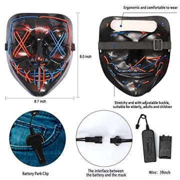 LED Halloween Glow Mask & Gloves Set for Cosplay