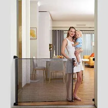 EasyBaby Extra Wide Retractable Baby Gate, 33" Tall, Extends up to 71" Wide, Grey/Child Safety Baby Gates, Pet Retractable Gates for Stairs, Doorways, Hallways, Indoor and Outdoor