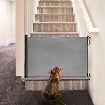 EasyBaby Extra Wide Retractable Baby Gate, 33" Tall, Extends up to 71" Wide, Grey/Child Safety Baby Gates, Pet Retractable Gates for Stairs, Doorways, Hallways, Indoor and Outdoor
