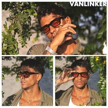 VANLINKER Retro Chunky Rectangle Sunglasses for All