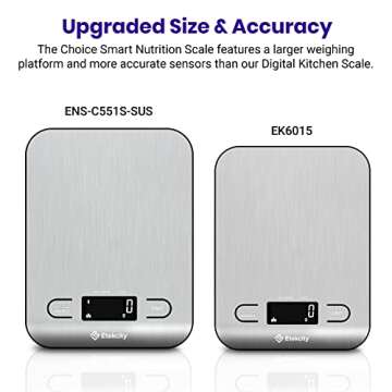 Etekcity Food Nutrition Kitchen Scale, Digital Grams and Ounces for Weight Loss, Baking, Cooking, Keto and Meal Prep, Large, 304 Stainless Steel