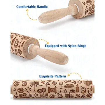Xylolfsty Hanukkah Rolling Pin for Holiday Baking Fun