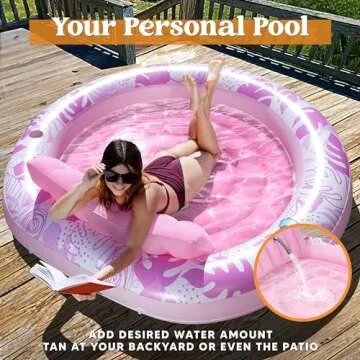 Sloosh Inflatable Tanning Pool Lounger Float,72" x 65" Pool Floats Adult with Pillow,Luxury Fabric Large Suntan Tub Raft Floatie,Sunbathing Bed Lounge for Water Blow Up Kids Ball Pit Party Gifts,Pink