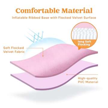 Sloosh Inflatable Tanning Pool Lounger Float,72" x 65" Pool Floats Adult with Pillow,Luxury Fabric Large Suntan Tub Raft Floatie,Sunbathing Bed Lounge for Water Blow Up Kids Ball Pit Party Gifts,Pink