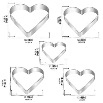 Heart Cookie Cutter Set, Gtmkina 5 Pieces Stainless Steel Small Biscuit Cutters Heart Shaped Mold fo...
