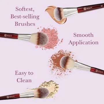 BK BEAUTY - ESSENTIALS FACE BRUSH SET (4PC) - Professional Makeup Brush Set for Liquid or Cream Foundations, Powder, Bronzer, Blush | Premium Makeup Brushes for Flawless Application