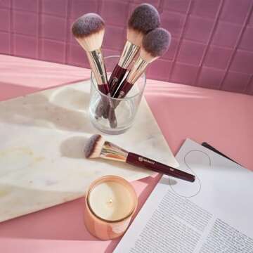 BK BEAUTY - ESSENTIALS FACE BRUSH SET (4PC) - Professional Makeup Brush Set for Liquid or Cream Foundations, Powder, Bronzer, Blush | Premium Makeup Brushes for Flawless Application