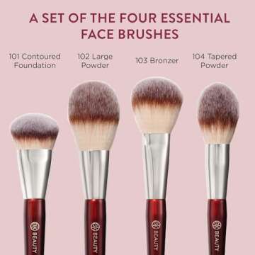 BK BEAUTY - ESSENTIALS FACE BRUSH SET (4PC) - Professional Makeup Brush Set for Liquid or Cream Foundations, Powder, Bronzer, Blush | Premium Makeup Brushes for Flawless Application
