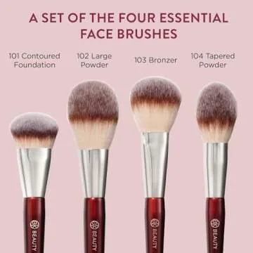 BK BEAUTY - ESSENTIALS FACE BRUSH SET (4PC) - Professional Makeup Brush Set for Liquid or Cream Foundations, Powder, Bronzer, Blush | Premium Makeup Brushes for Flawless Application
