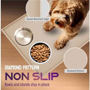 BossGrace Non-Slip Dog & Cat Food Mat for Easy Cleanup