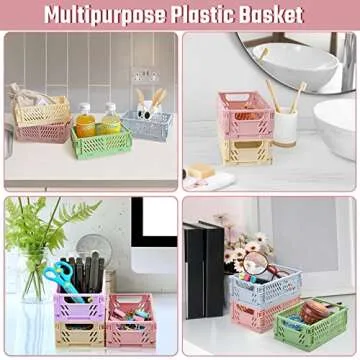 Compact Mini Plastic Storage Baskets - 6 Pack for Organization