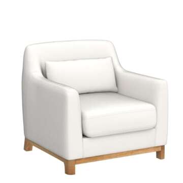 VANOMi Extra Deep Accent Chair, Fabric Upholstered Comfy Reading Armchair for Living Room, Bedroom Single Seat Sofa Chair with Wood Base, Lamb Fabric