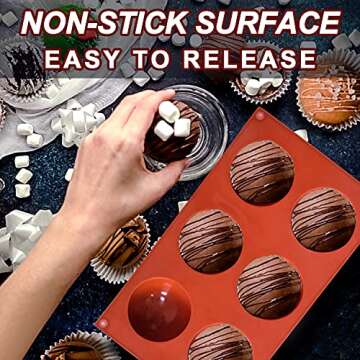 Lerykin Semi Circular Silicone Molds, Non-Stick Silicone Chocolate Molds,3 Packs Baking Molds for Making Chocolate, Cake, Jelly, Desert, Biscuit, Dome Mousse (6 Cups, 15 Cups and 24 Cups)