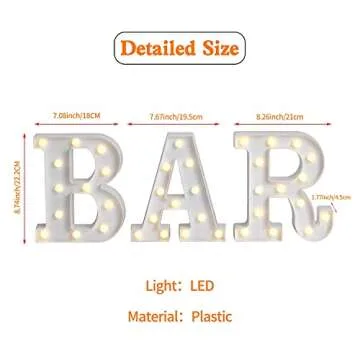 Rdutuok LED Marquee Lights - Light Up BAR Sign for Parties