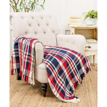 Cozy Blue Home Harbor Plaid Throw Blanket
