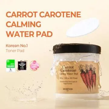 SKINFOOD Carrot Carotene Calming Water Pad 250g (8.81 oz.) 60 Sheets- Redness Relief Soothing Facial...