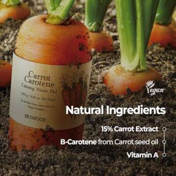 SKINFOOD Carrot Carotene Calming Water Pad 250g (8.81 oz.) 60 Sheets- Redness Relief Soothing Facial Toner Pads for Sensitive Skin, Cruelty Free, Valentine Day Gift