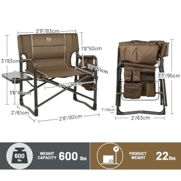 Oversized Folding Chair for Camping Up to 600 lbs