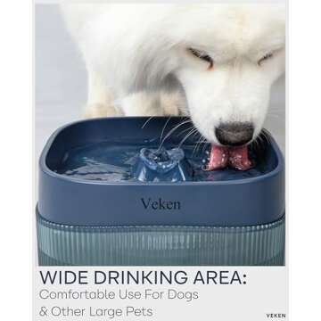 Veken Dog Water Fountain,135oz/4L Dog Water Bowl Dispenser and Automatic Pet Water Fountain for Smal...