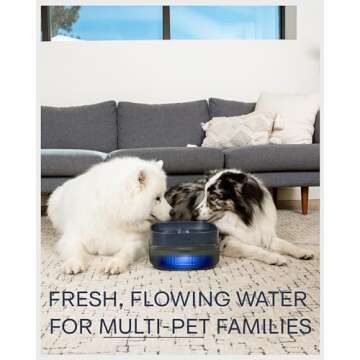 Veken Dog Water Fountain,135oz/4L Dog Water Bowl Dispenser and Automatic Pet Water Fountain for Small to Medium Dogs, Cats & Other Pets, Cat Water Fountain with Replacement Filter(Navy Blue)