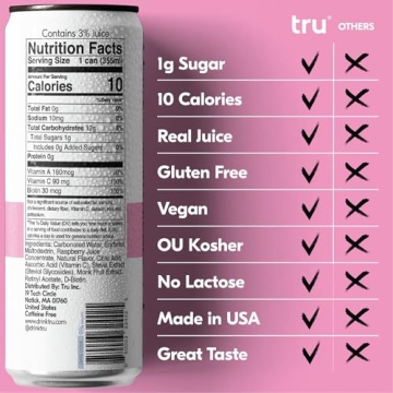 Tru Glow Raspberry Seltzer Drink with Vitamins and Collagen
