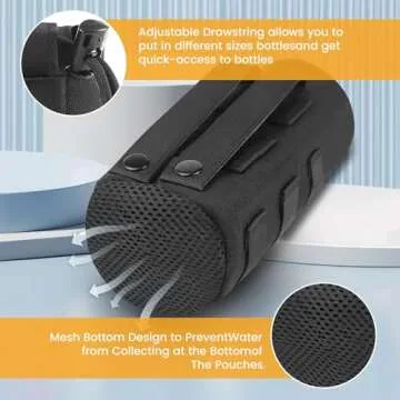 Haafoo Molle Water Bottle Holder, Upgraded 1000D Nylon Tactical Molle Water Bottle Pouch, Sports Water Bottle Bag Bottom Mesh Lining Hydration Carrier for Camping, Hiking and Travelling (Black-2pack)