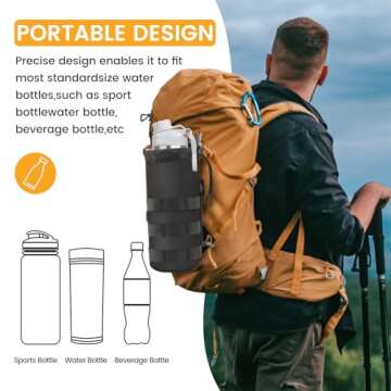 Haafoo Molle Water Bottle Holder, Upgraded 1000D Nylon Tactical Molle Water Bottle Pouch, Sports Water Bottle Bag Bottom Mesh Lining Hydration Carrier for Camping, Hiking and Travelling (Black-2pack)