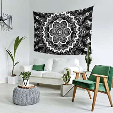 VEIZKUO Mandala Tapestry for Bedroom Aesthetic indie Wall Hanging Tapestries black and white Bohemai...