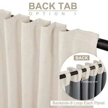100% Blackout Shield Linen Blackout Curtains for Bedroom 84 Inches Long, Back Tab/Rod Pocket Living Room Drapes, Thermal Insulated Blackout Curtains 2 Panels Set, 50" W x 84" L, Beige White
