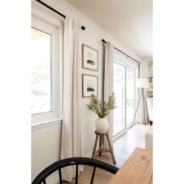 100% Blackout Shield Linen Blackout Curtains for Bedroom 84 Inches Long, Back Tab/Rod Pocket Living Room Drapes, Thermal Insulated Blackout Curtains 2 Panels Set, 50" W x 84" L, Beige White