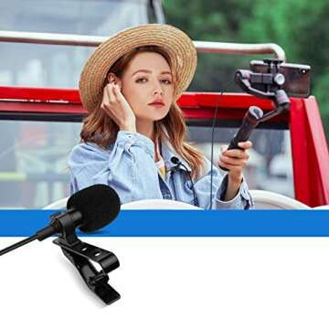 USB C Lavalier Microphone, Mini Omnidirectional Condenser Type-C Lapel Mic Compatible with Android System for Interview, Vlogging, YouTube, Studio, Video