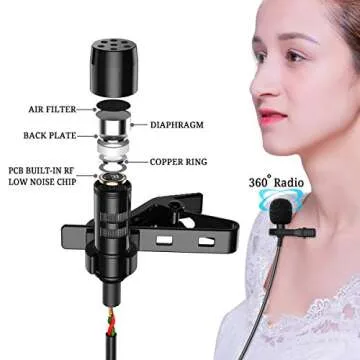 USB C Lavalier Microphone, Mini Omnidirectional Condenser Type-C Lapel Mic Compatible with Android System for Interview, Vlogging, YouTube, Studio, Video