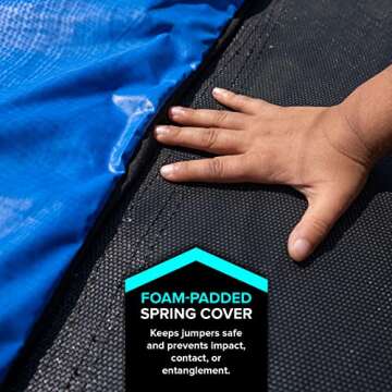 Sportspower Outdoor My First Kids Trampoline with Safety Enclosure Net and Foam Pad, 7FT Round - Blue/Green