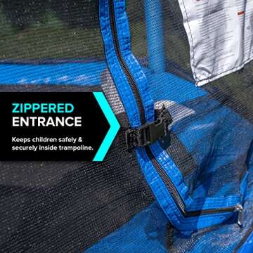 Sportspower Outdoor My First Kids Trampoline with Safety Enclosure Net and Foam Pad, 7FT Round - Blue/Green