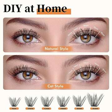 Lash Clusters DIY Eyelash Extensions 144 PCS Crislashes Eyelash Clusters Mixed 8-10-12-14-16-18mm Cluster Lashes D Curl Volume Lash Clusters Eyelash Extensions for Home Use - Style 'Iconic'