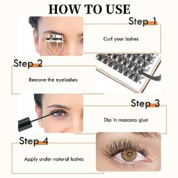 Lash Clusters DIY Eyelash Extensions 144 PCS Crislashes Eyelash Clusters Mixed 8-10-12-14-16-18mm Cluster Lashes D Curl Volume Lash Clusters Eyelash Extensions for Home Use - Style 'Iconic'