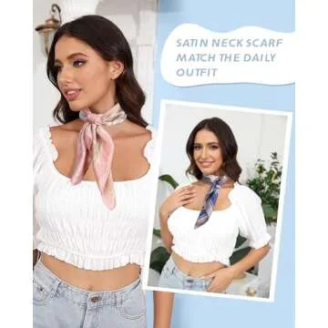 AWAYTR 23” Satin Bandanas for Women Head Scarf 4Pcs Like Silk Scarf for Hair Scarf Satin Neck Scarf Silk Hair Bandana Headscarf (Multicolor #1)