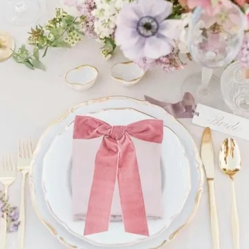 TONIFUL Pink Rose Gold Velvet Ribbon 1-1/2 Inch x 10yds, Vintage Velvet Ribbons, for Christmas Wreath Decoration Handmade Craft Ornaments Gift Wrapping & Bow Making, Valentine's Day Bouquet Packaging